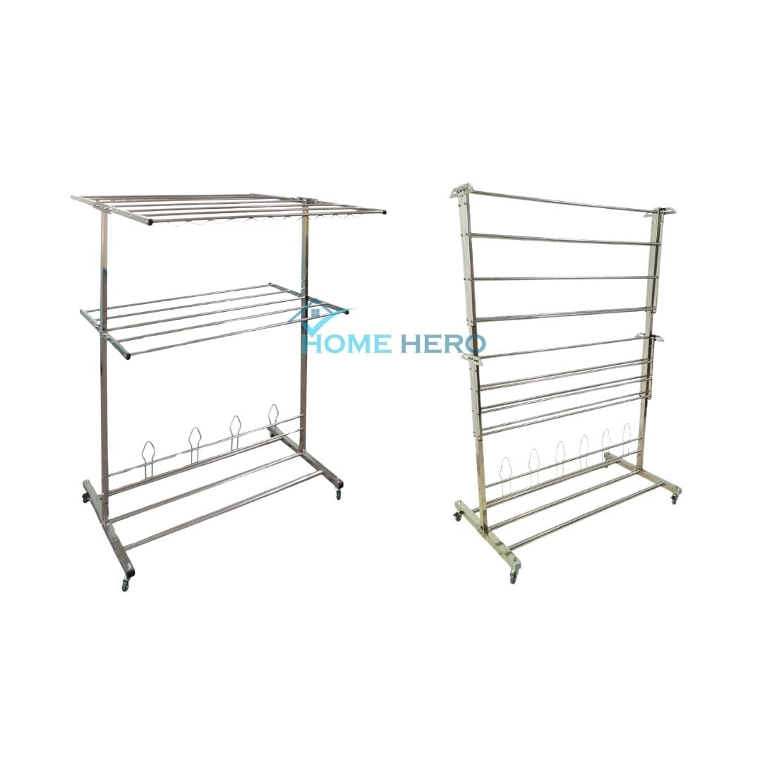 FlexiDry T-Type Stainless Steel Movable Drying Rack with Wheels