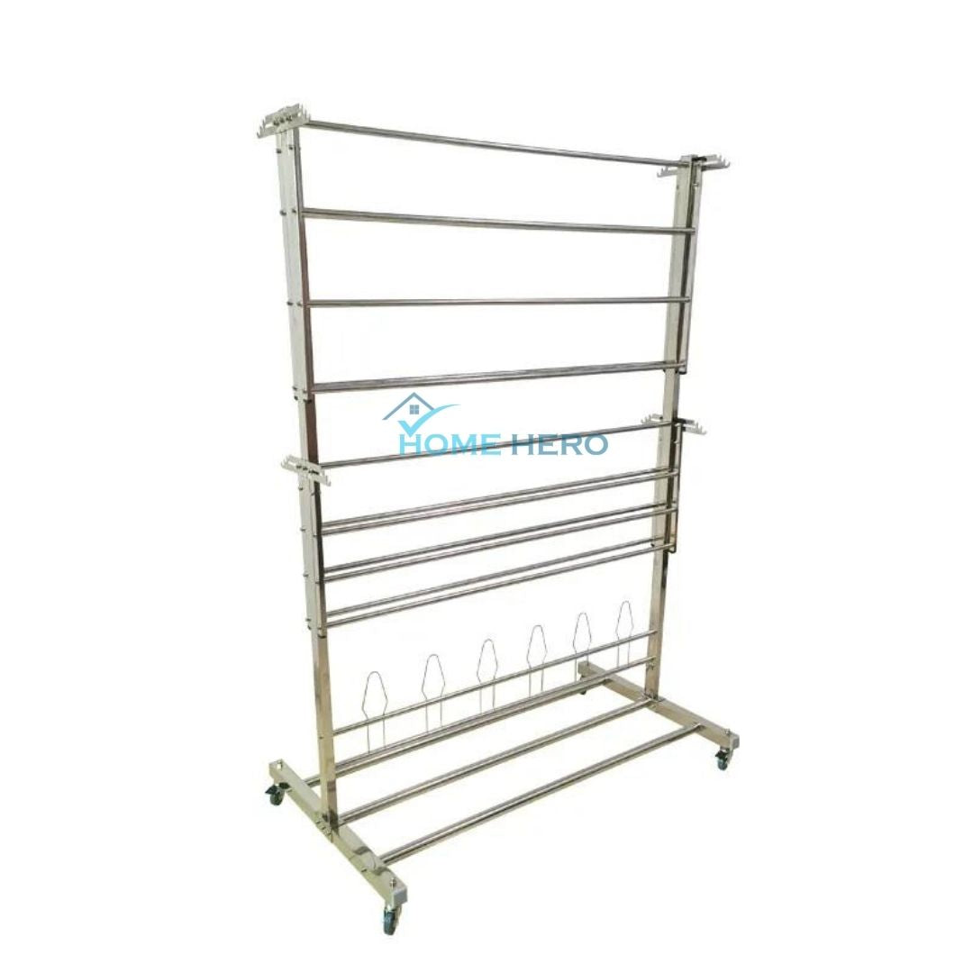 FlexiDry T-Type Stainless Steel Movable Drying Rack with Wheels