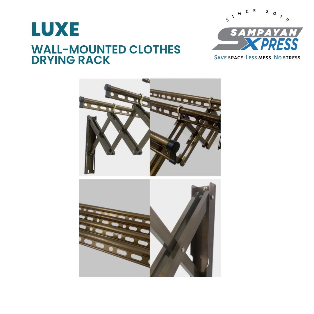 Sampayan Xpress® Luxe Aluminum Wall Mounted Retractable Drying Rack - 4 Pole