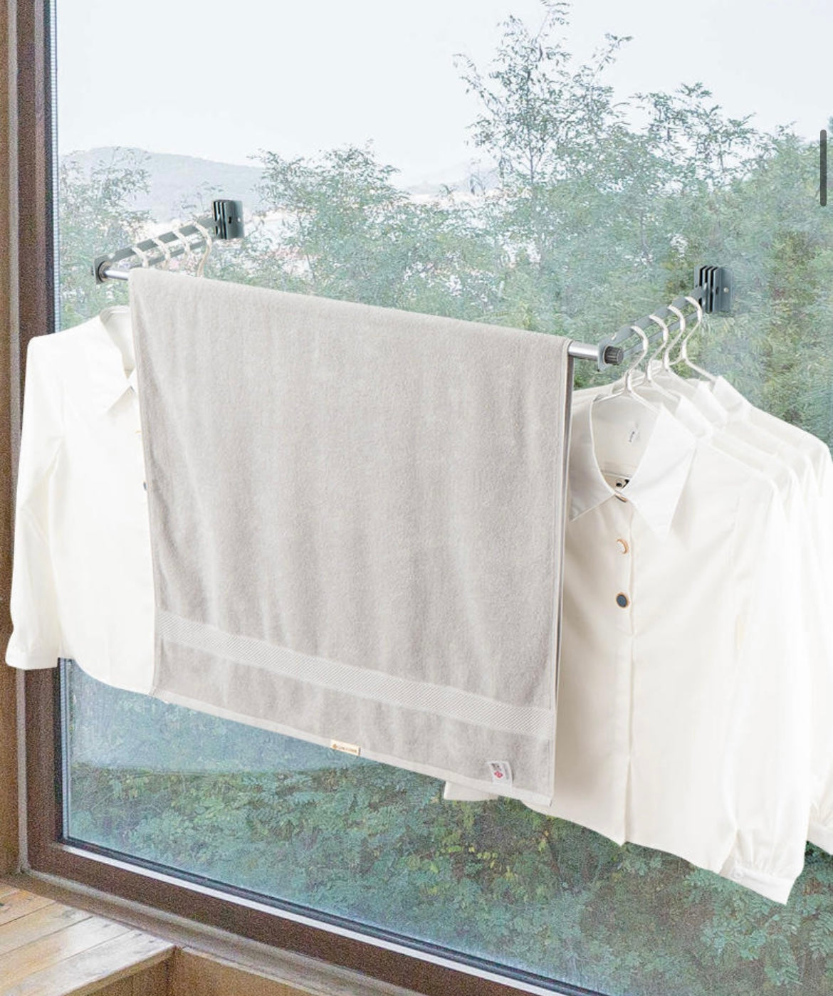 Hang-n-Hold™ Aluminum Folding Wall Mounted Clothes, Hanger, and Clips Organizer