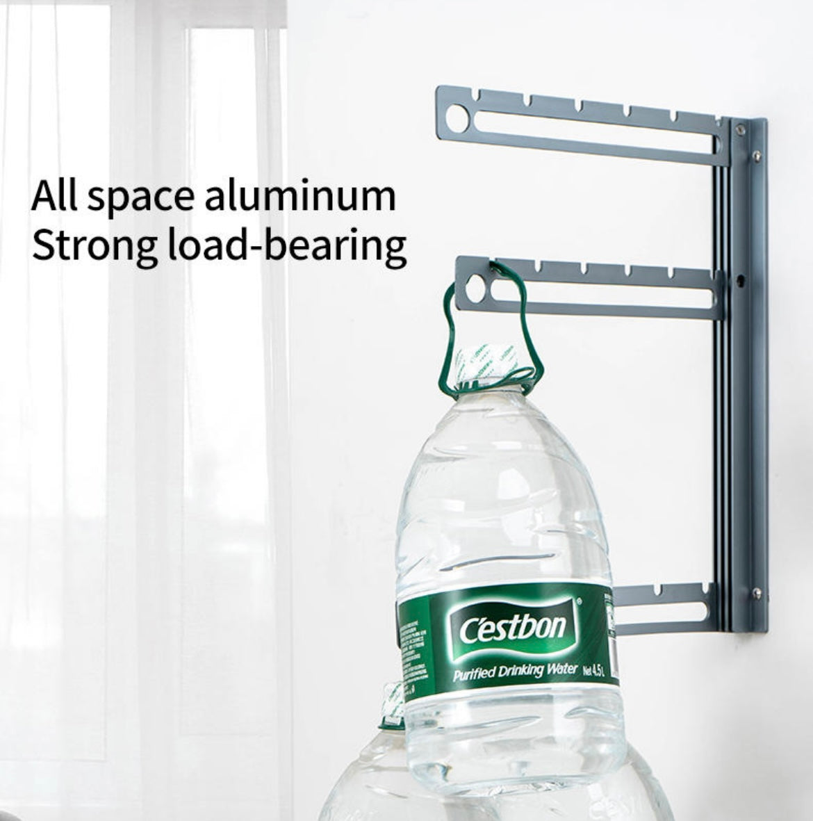 Hang-n-Hold™ Aluminum Folding Wall Mounted Clothes, Hanger, and Clips Organizer