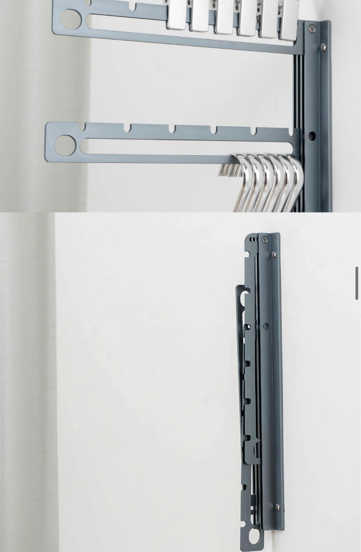Hang-n-Hold™ Aluminum Folding Wall Mounted Clothes, Hanger, and Clips Organizer