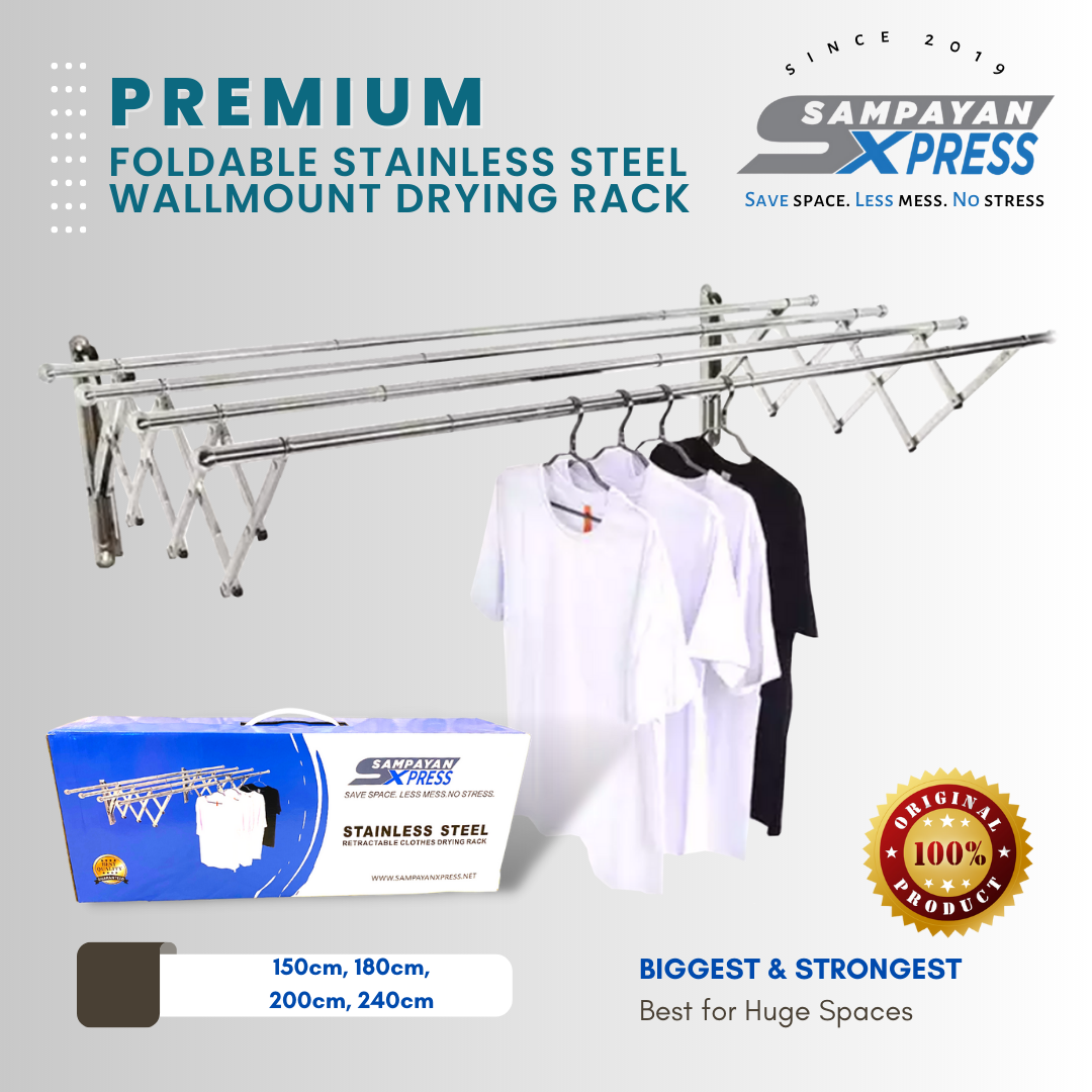 Sampayan Xpress® PREMIUM Retractable Stainless Steel Wall Mounted Clothes Drying Rack (Sampayan)
