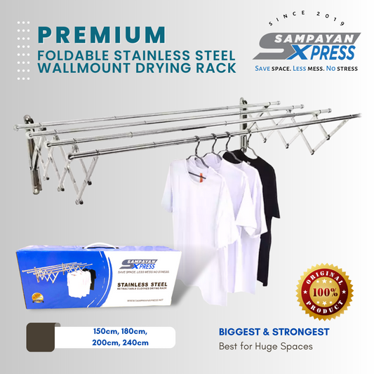 Sampayan Xpress® PREMIUM Retractable Stainless Steel Wall Mounted Clothes Drying Rack (Sampayan)