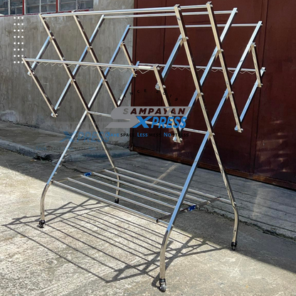 SAMPAYAN XPRESS FlexiDry W-Type Stainless Steel Movable Drying Rack with Wheels Heavy Duty Clothes Line sampayan stand