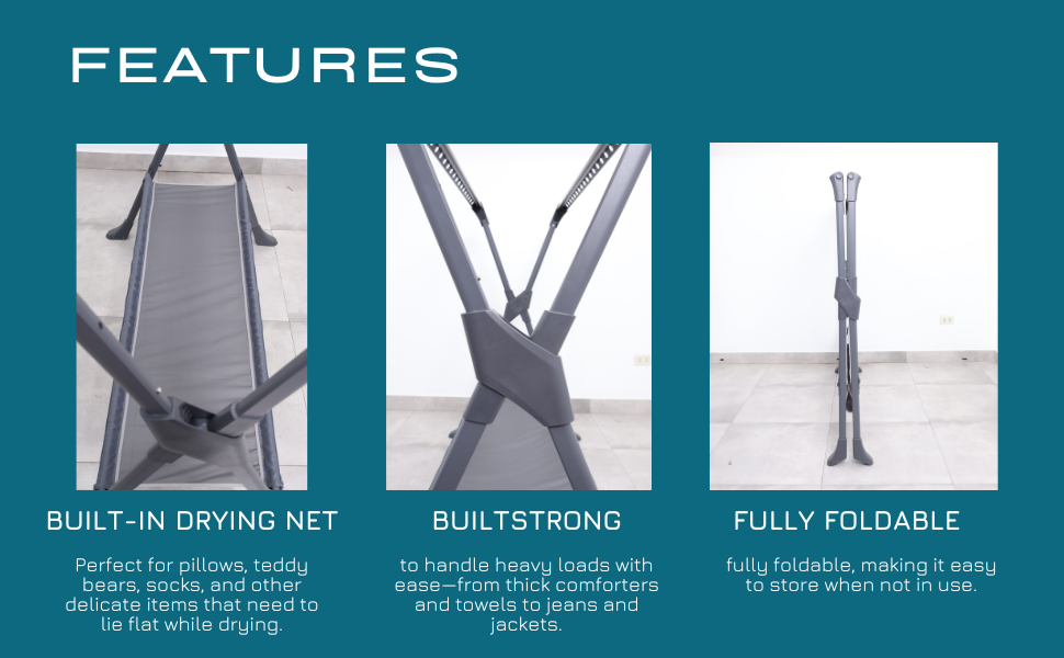 FlexiDry™ X-Type Foldable and Flexible Drying Rack with Net