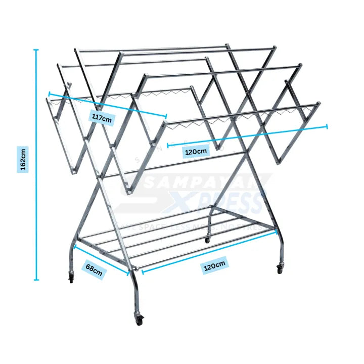 SAMPAYAN XPRESS FlexiDry W-Type Stainless Steel Movable Drying Rack with Wheels Heavy Duty Clothes Line sampayan stand