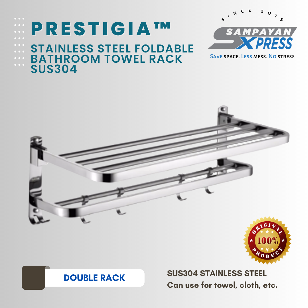 Prestigia™ Stainless Steel Foldable Bathroom Towel Rack SUS304
