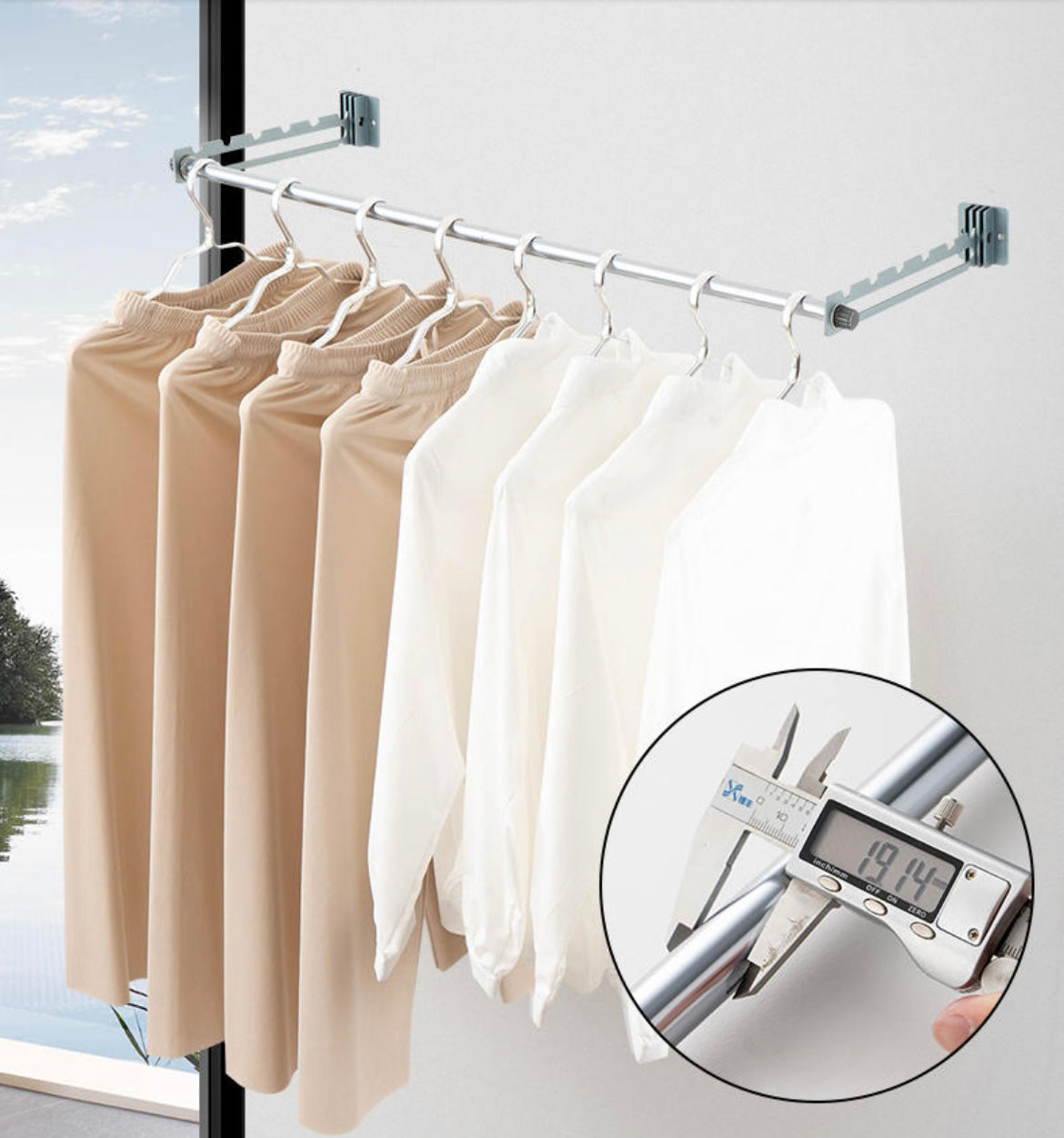 Hang n Hold Aluminum Folding Wall Mounted Clothes Hanger and